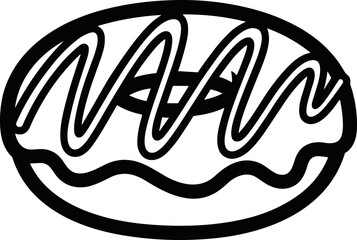 Obraz premium Donut black and white illustration logo icon