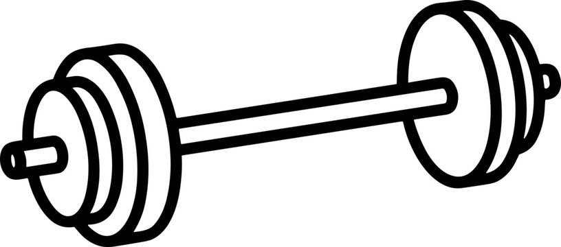 Barbell Weight Lifting Equipment Icon, Simple Line Art Illustration