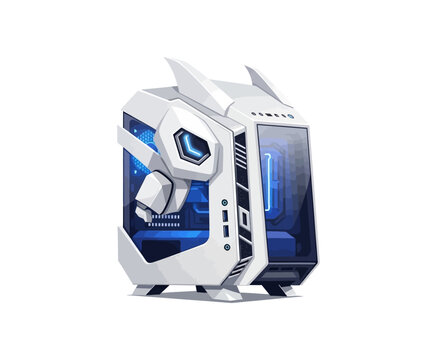 Futuristic Gaming PC Tower Vector Illustration