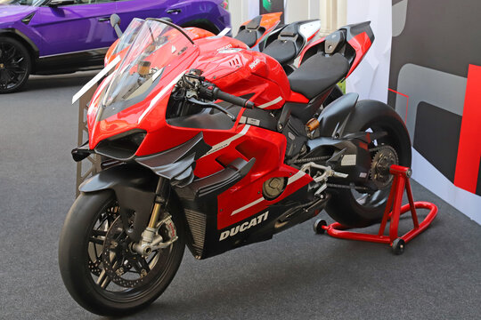 Modena, Italy, may 29 2026 - Motor Valley Fest 2026 public exhibition, Ducati sports motorcycles on display