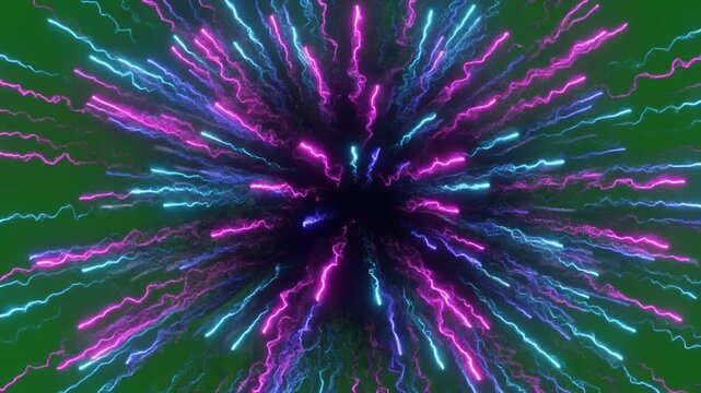 Abstract neon explosion vector with pink and blue glowing lines icon for creative background design and motion graphics illustration projects