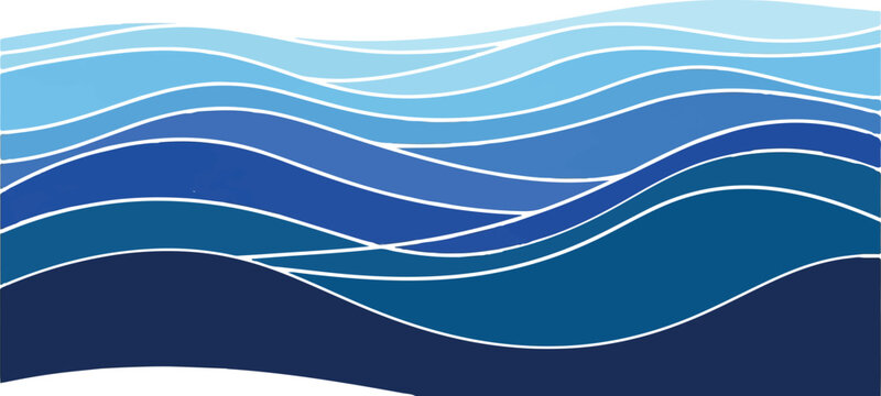 Abstract ocean waves graphic design with a rising sun in minimalist blue tones minimalist abstract background nautical illustration peaceful seascape landscape gradient wallpaper refreshing