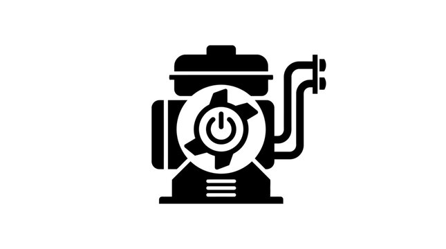 Black and white vector icon of a washing machine appliance with circular dial and control knob