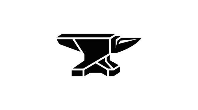 Black silhouette of a classic metalworking anvil on white background