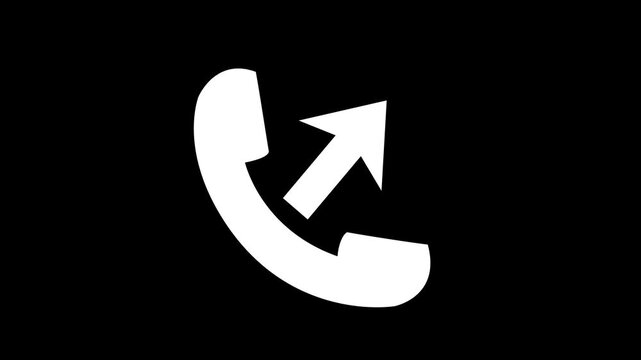 Call forwarding icon animation representing phone transfer, communication, telecommunications on dark background and height regulation animation.