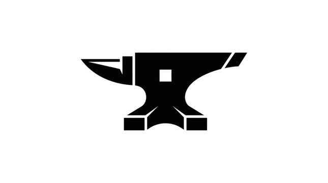 Black silhouette of a blacksmith anvil on a white background