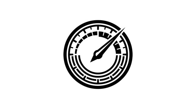 Minimalist black and white compass icon with directional pointer on white background