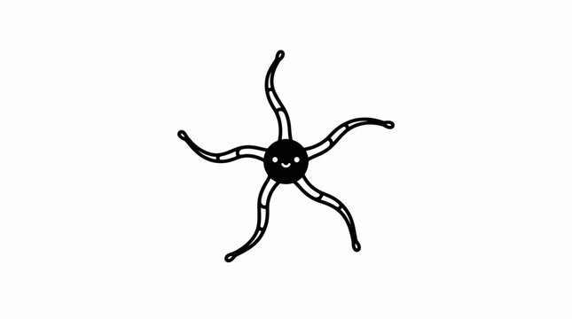 Simple black line drawing of an amoeba or single celled organism on white background