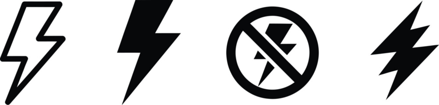 Camera flash mode, icons, photography symbols representing flash settings lighting options and camera controls isolated for digital interface design.