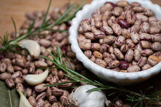 Still life of dried borlotti beans