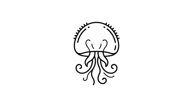 Simple black line art illustration of a jellyfish