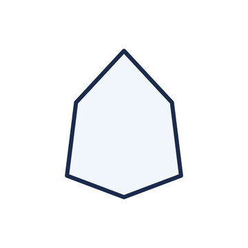 A simple illustration of a pentagonal shape with a dark blue outline on a white background.