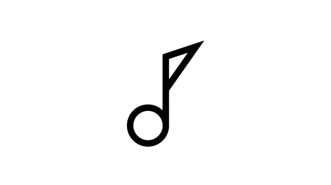 Single black eighth note music symbol isolated on white background