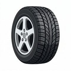 Fototapeta premium Car tire with alloy wheel rim perspective view vector illustration
