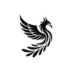 Fototapeta premium Black and white of a dynamic, abstract bird in flight dynamic pose wings spread