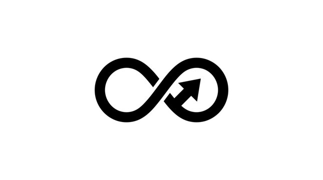 Infinity loop with arrow symbolizing continuous process or cycle