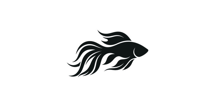 Minimalist Betta Fish Silhouette Vector Illustration
