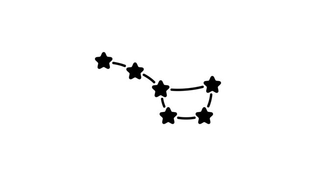 Black outline of ursa major constellation on white background