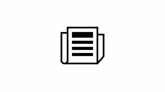 Minimalist line art icon of a stack of documents or papers