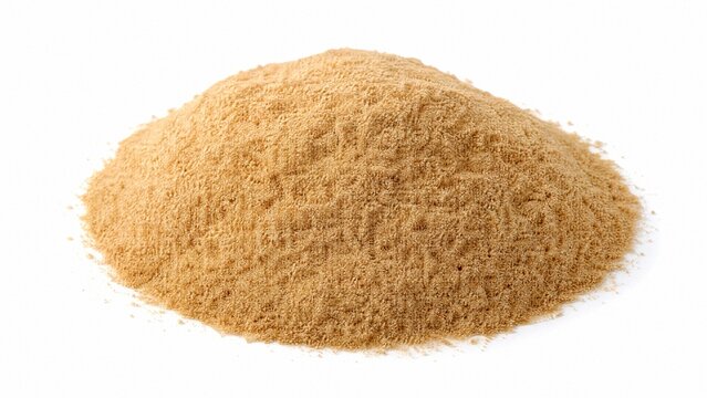A mound of soft golden-brown powder on a white background.