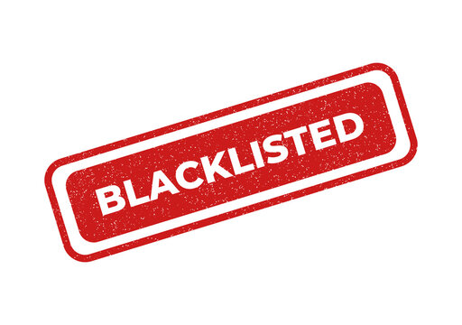 Red blacklisted stamp on white background