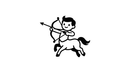 Fototapeta premium Hand drawn mythical centaur warrior with bow and arrow silhouette