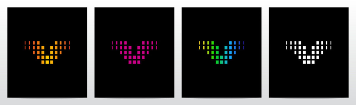 Rectangles Squares Faded Fractal Geometric Letter Initial Logo Design V