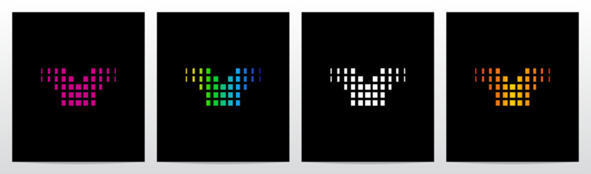 Rectangles Squares Faded Fractal Geometric Letter Initial Logo Design Y