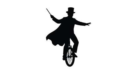 Unicyclist Silhouette On White Background Performing Circus Act © Munna