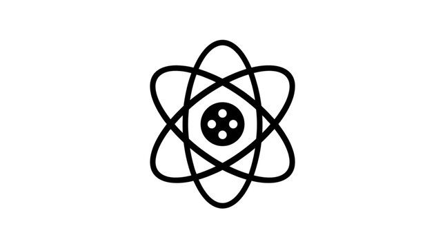 Atomic structure diagram with electron orbits and central nucleus