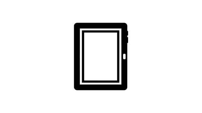 Minimalist black and white icon of a digital tablet or e reader device