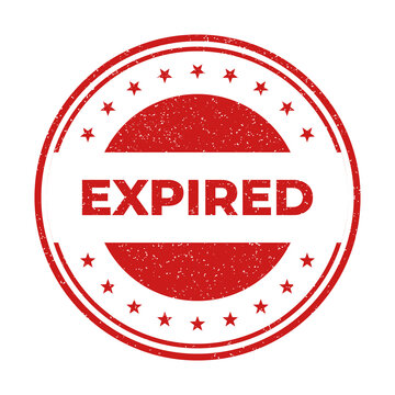Red expired circular stamp badge with white text
