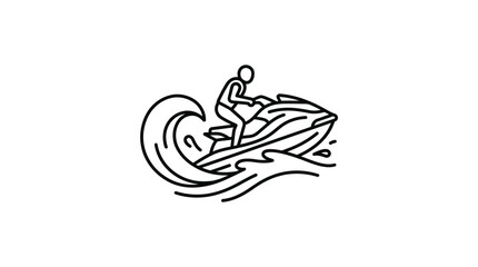 Line art of a person riding a jet ski. © Kazu
