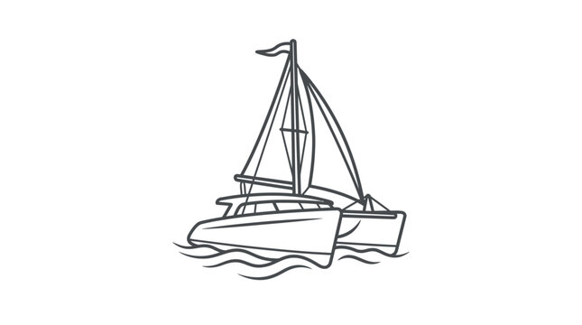 Double hull catamaran yacht sailing on calm waters