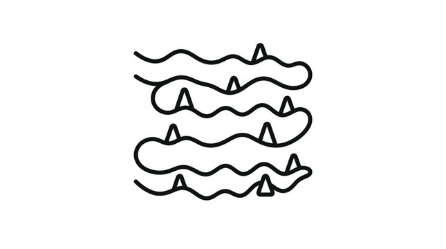 Minimalist line art of sharp wavy shark teeth pattern.