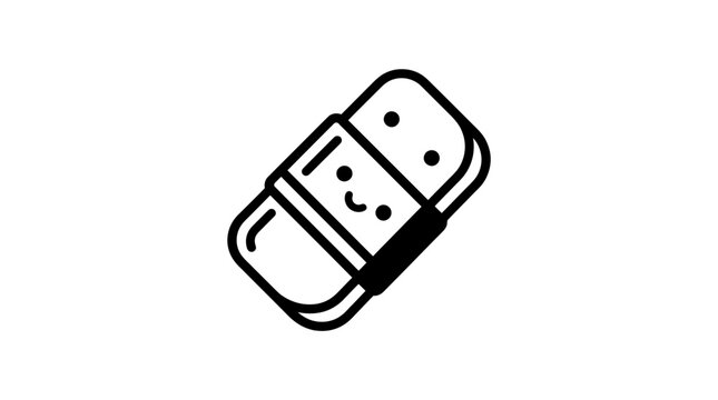 Simple black and white line art drawing of an eraser