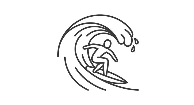 Surfer riding a large breaking ocean wave icon
