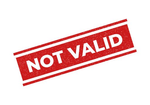 Red not valid stamp on white paper