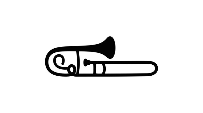 Simple black trombone icon vector illustration on white background