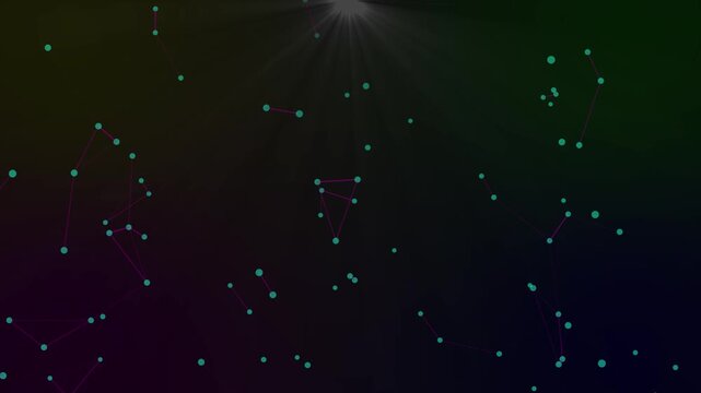 Plexus of abstract gray geometrical lines with moving triangles and dots on a black background with slow motion. looping cg animation.