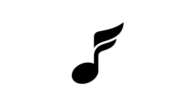 Elegant black musical note symbol on clean white background