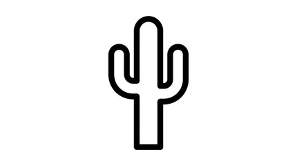 Fototapeta premium Minimalist saguaro cactus outline icon black vector plant.