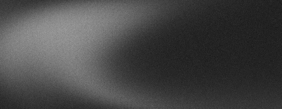 Abstract black and grey grainy background, with noise texture and subtle white gradient banner backdrop poster cover header web design