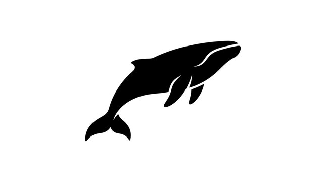 Black and white silhouette of a leaping orca whale