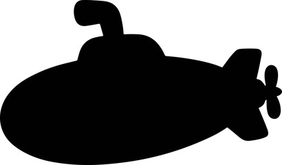 Silhouette of a Submarine with Propeller and Periscope, Isolated on White © Brian