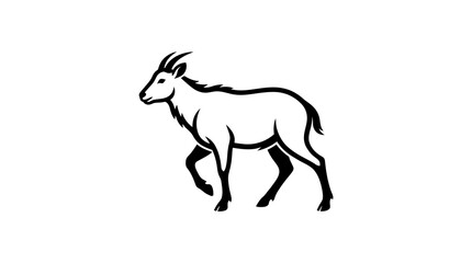 Fototapeta premium Simple black and white goat line drawing on white background