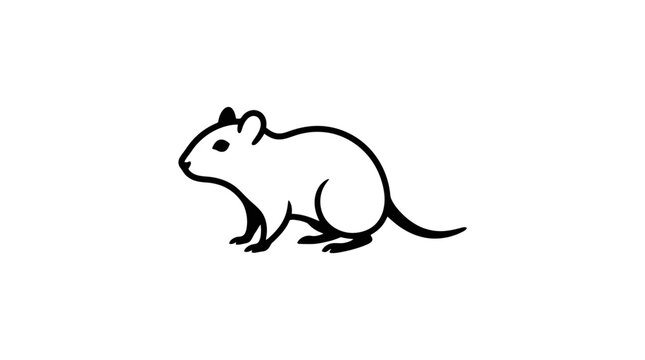 Simple black line drawing of a rodent side view illustration
