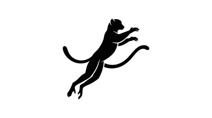Fototapeta premium Minimalist black silhouette of a leaping panther in motion