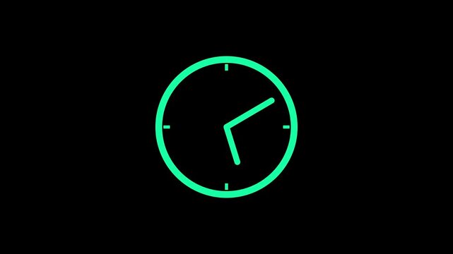 Time lapse of spinning clock animation in 12 Hour. clock icon animation, ticking time clock. 4k video