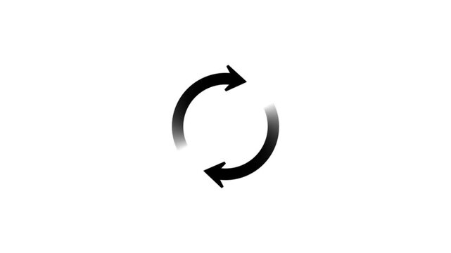 Circle arrow refresh and reload icon animation with loading progress on black background.